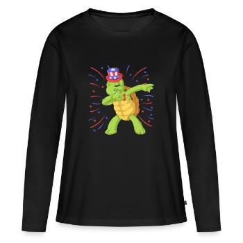 turtle dabbing 4th of july - Women's Premium Organic Long Sleeve Shirt - black - Front - Julia (174cm)