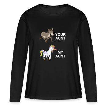 ma tante vs votre tante - T-shirt manches longues Premium bio Femme - noir - Devant - Julia (174cm)