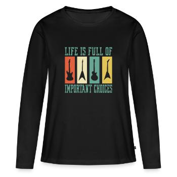 Guitare Guitar guitar guitar guitar player band drôle - T-shirt manches longues Premium bio Femme - noir - Devant - Julia (174cm)