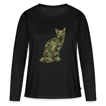 Camouflage Cat Kitten - Women's Premium Organic Long Sleeve Shirt - black - Front - Julia (174cm)