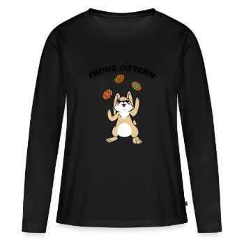FROHE OSTERN - Frauen Premium Bio Langarmshirt - Schwarz - Vorne - Julia (174cm)