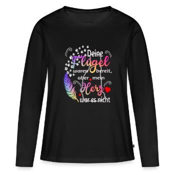 Tes ailes étaient prêtes Mon coeur n’était pas - T-shirt manches longues Premium bio Femme - noir - Devant - Julia (174cm)