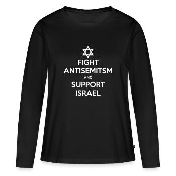 Solidarität mit Israel / Gegen Rechts und Nazis - Frauen Premium Bio Langarmshirt - Schwarz - Vorne - Julia (174cm)