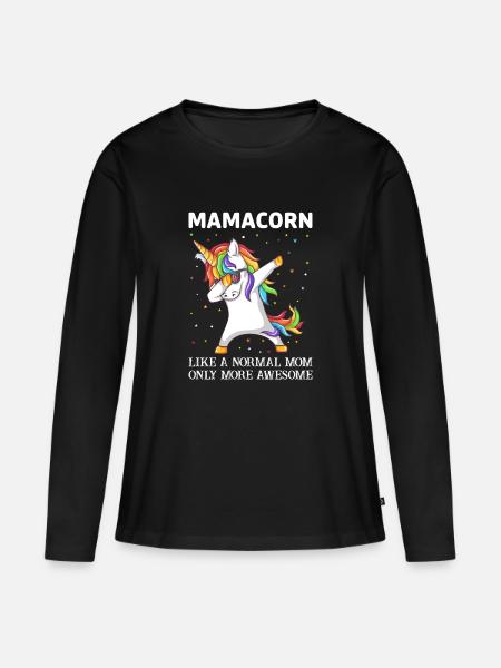 Einhorn Mama - Frauen Premium Bio Langarmshirt - Schwarz