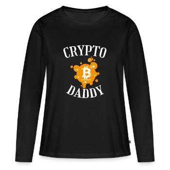 Crypto Daddy - T-shirt manches longues Premium bio Femme - noir - Devant - Julia (174cm)
