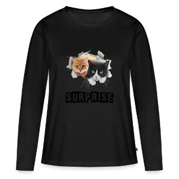 Surprise of cats - Women's Premium Organic Long Sleeve Shirt - black - Front - Julia (174cm)