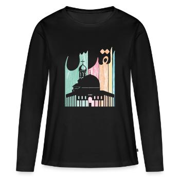Jérusalem Jerusalem Palestine القدس الاقصى فلسطين - T-shirt manches longues Premium bio Femme - noir - Devant - Julia (174cm)