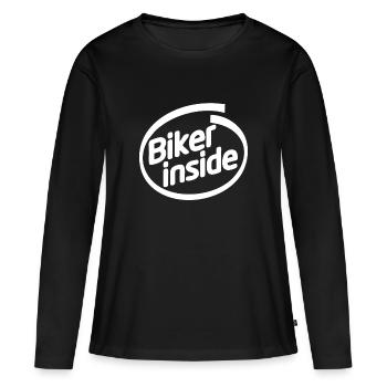 BIKER INSIDE - Frauen Premium Bio Langarmshirt - Schwarz - Vorne - Julia (174cm)