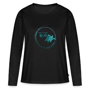 La mer est la vitamine C - T-shirt manches longues Premium bio Femme - noir - Devant - Julia (174cm)