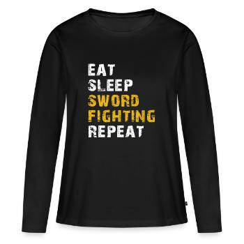 manger dormir Combat à l’épée - T-shirt manches longues Premium bio Femme - noir - Devant - Julia (174cm)