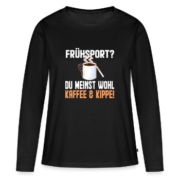 Kaffe und Kippe - Frauen Premium Bio Langarmshirt - Schwarz - Vorne - Julia (174cm)