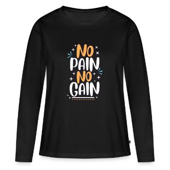 NO pain no gain - T-shirt manches longues Premium bio Femme - noir - Devant - Julia (174cm)