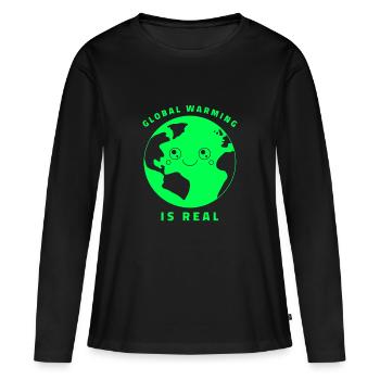 GLOBAL WARMING IS REAL Nr 21 - Frauen Premium Bio Langarmshirt - Schwarz - Vorne - Julia (174cm)