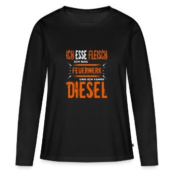 Stolzer Dieselfahrer und Fleischesser Spruch - Frauen Premium Bio Langarmshirt - Schwarz - Vorne - Julia (174cm)