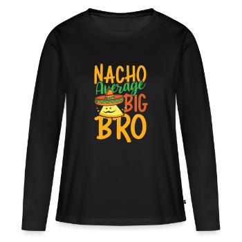 Nacho Moyen Big Bro - T-shirt manches longues Premium bio Femme - noir - Devant - Julia (174cm)