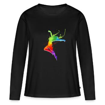 happy dancing girl - Women's Premium Organic Long Sleeve Shirt - black - Front - Julia (174cm)
