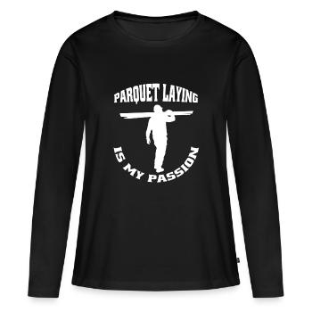 Couches de parquet Couches de moquette Couches de sol Couches de sol - T-shirt manches longues Premium bio Femme - noir - Devant - Julia (174cm)