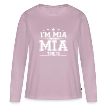 Mia - T-shirt manches longues Premium bio Femme - rose poudré - Devant - Julia (174cm)