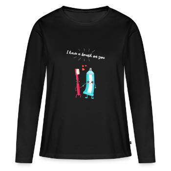 Brosse à dents et dentifrice Paire Cadeau pour les dentistes - T-shirt manches longues Premium bio Femme - noir - Devant - Julia (174cm)