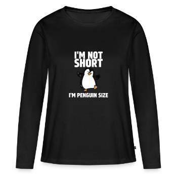 Je ne suis pas petit, je suis de la taille d’un pingouin - T-shirt manches longues Premium bio Femme - noir - Devant - Julia (174cm)
