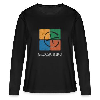 Geocaching Geocacher - Frauen Premium Bio Langarmshirt - Schwarz - Vorne - Julia (174cm)