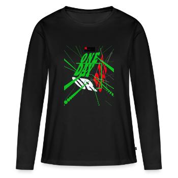 Ein Tag an dem Sie stolz sind - Frauen Premium Bio Langarmshirt - Schwarz - Vorne - Julia (174cm)