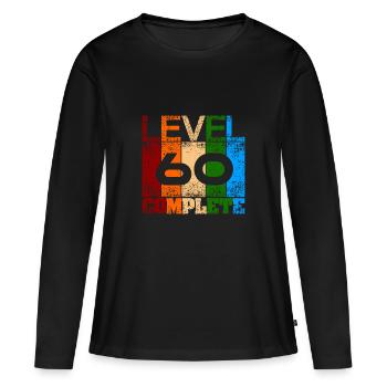 Enfin j’ai 60 ans - T-shirt manches longues Premium bio Femme - noir - Devant - Julia (174cm)