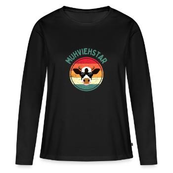 Muhviehstar Kuh Kühe Rind Bauern Landwirt Vieh - Frauen Premium Bio Langarmshirt - Schwarz - Vorne - Julia (174cm)
