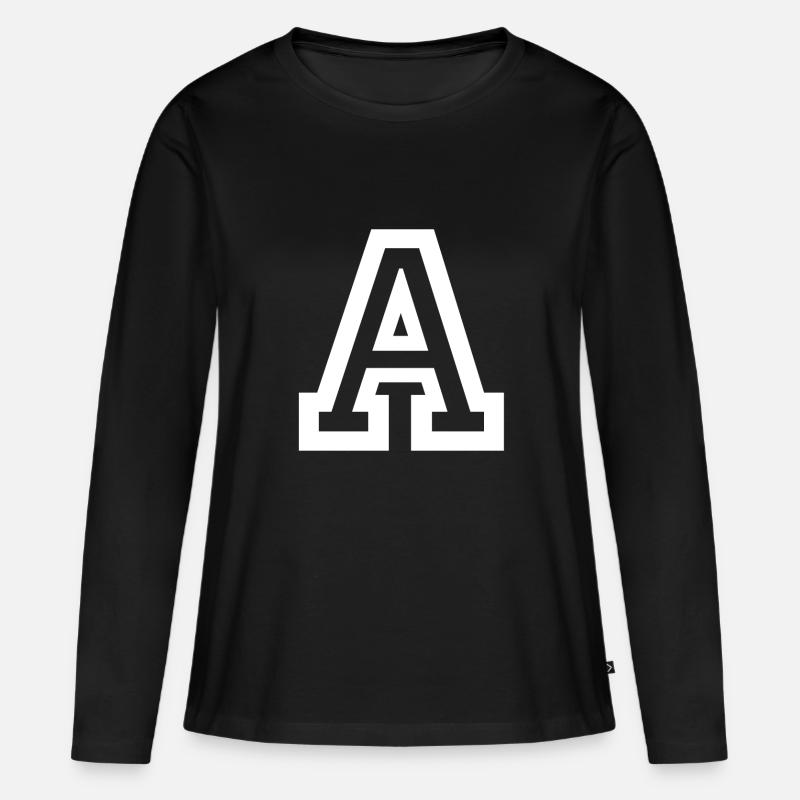 Buchstabe A - Frauen Premium Bio Langarmshirt - Schwarz