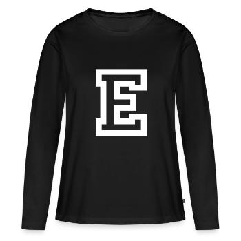 Lettre E - T-shirt manches longues Premium bio Femme - noir - Devant - Julia (174cm)