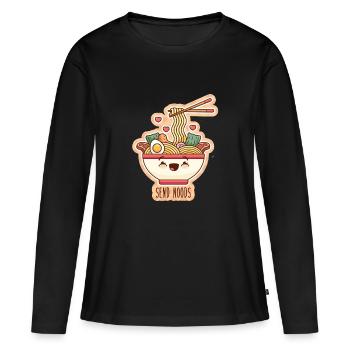 Envoyer des noods - T-shirt manches longues Premium bio Femme - noir - Devant - Julia (174cm)