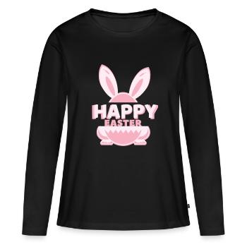 Joyeuses Pâques - T-shirt manches longues Premium bio Femme - noir - Devant - Julia (174cm)
