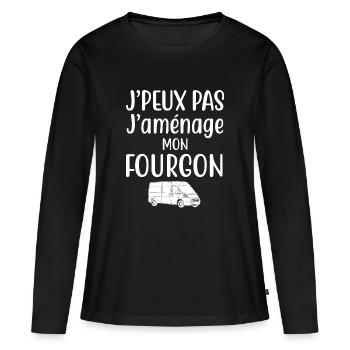 Je peux pas j'aménage mon fourgon cadeau van - T-shirt manches longues Premium bio Femme - noir - Devant - Julia (174cm)
