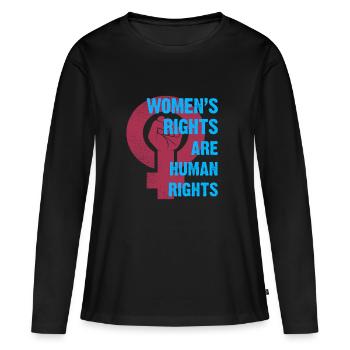 Droits des femmes Droits de l’homme - T-shirt manches longues Premium bio Femme - noir - Devant - Julia (174cm)
