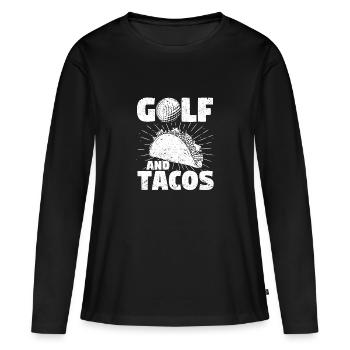 Golf und Tacos Lustiges mexikanisches Gericht - Frauen Premium Bio Langarmshirt - Schwarz - Vorne - Julia (174cm)
