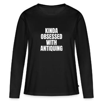 UN PEU OBSÉDÉ PAR LES ANTIQUITÉS - T-shirt manches longues Premium bio Femme - noir - Devant - Julia (174cm)