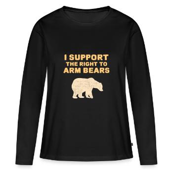 Je soutiens le droit d’armer les ours. Propriétaire d’arme à feu parodique - T-shirt manches longues Premium bio Femme - noir - Devant - Julia (174cm)