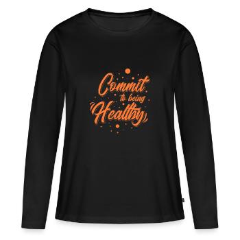 commit to being healthy - Women's Premium Organic Long Sleeve Shirt - black - Front - Julia (174cm)