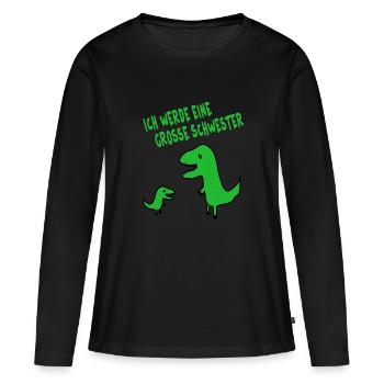 Mädchen Dino Große Schwester tochter mutter - Frauen Premium Bio Langarmshirt - Schwarz - Vorne - Julia (174cm)