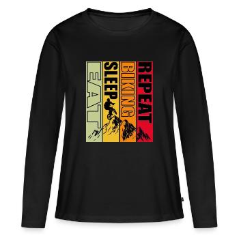 Eat sleep biking repeat - T-shirt manches longues Premium bio Femme - noir - Devant - Julia (174cm)