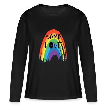 SAME LOVE - Frauen Premium Bio Langarmshirt - Schwarz - Vorne - Julia (174cm)