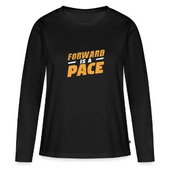 Forward est un rythme Slow Running Funny - T-shirt manches longues Premium bio Femme - noir - Devant - Julia (174cm)