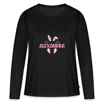 ALEXANDRA Pâques - T-shirt manches longues Premium bio Femme - noir - Devant - Julia (174cm)