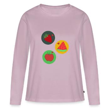 Fruits - T-shirt manches longues Premium bio Femme - rose poudré - Devant - Julia (174cm)