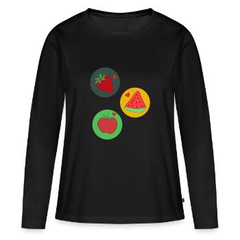 Früchte - Frauen Premium Bio Langarmshirt - Schwarz - Vorne - Julia (174cm)