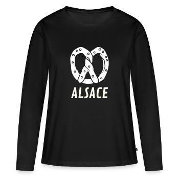 ALSACE BRETZEL - T-shirt manches longues Premium bio Femme - noir - Devant - Julia (174cm)