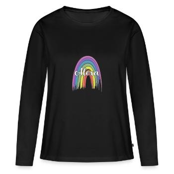 ALEXA Rainbow Cursive - T-shirt manches longues Premium bio Femme - noir - Devant - Julia (174cm)