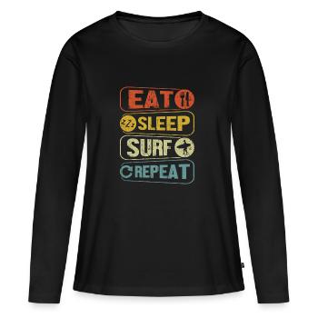 Eat Sleep Surf Repeat - Women's Premium Organic Long Sleeve Shirt - black - Front - Julia (174cm)