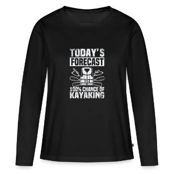 La prédiction d’aujourd’hui 100% de chances de faire du kayak - T-shirt manches longues Premium bio Femme - noir - Devant - Julia (174cm)