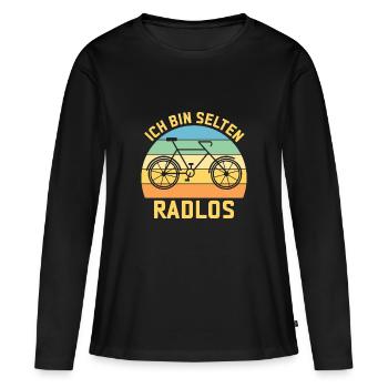 Ich bin selten Radlos - Frauen Premium Bio Langarmshirt - Schwarz - Vorne - Julia (174cm)